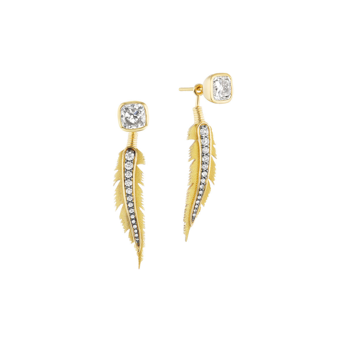Feather Earrings (Cushion Studs 3 TCW)