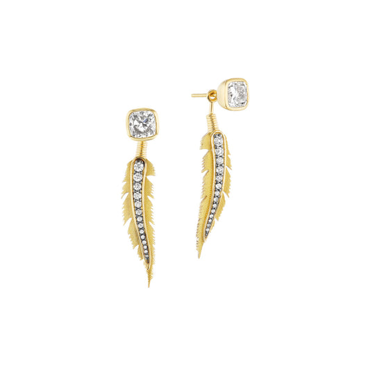 Feather Earrings (Cushion Studs 3 TCW)