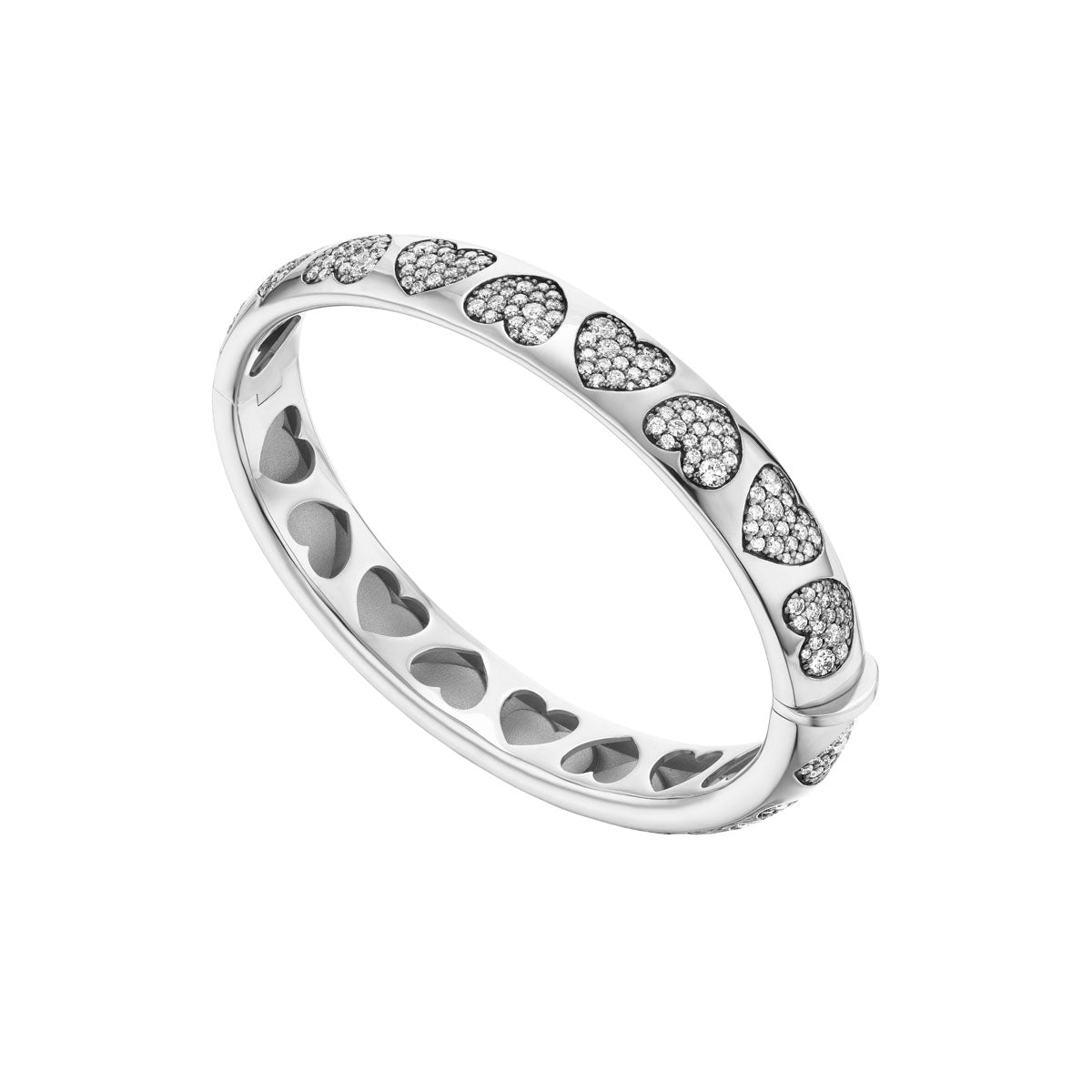 Heart Bangle Bracelet (Diamonds)