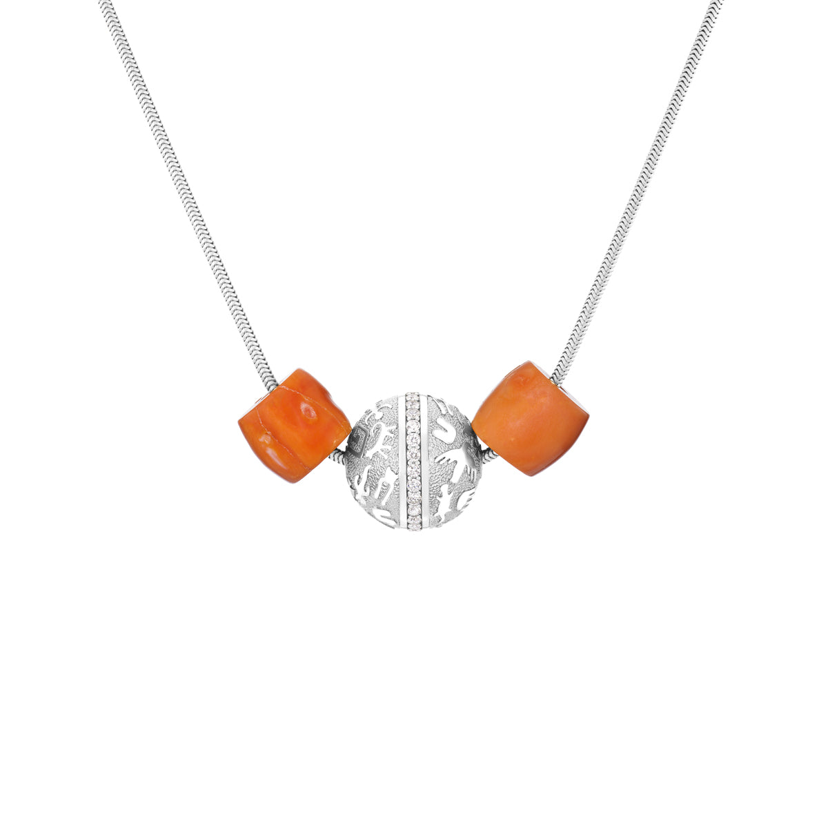 Rock Art Bead (Diamonds & Coral)