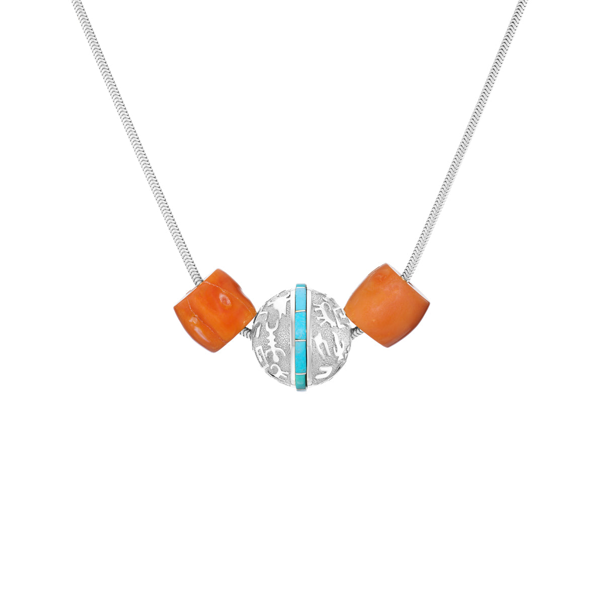 Rock Art Bead (Turquoise & Coral)