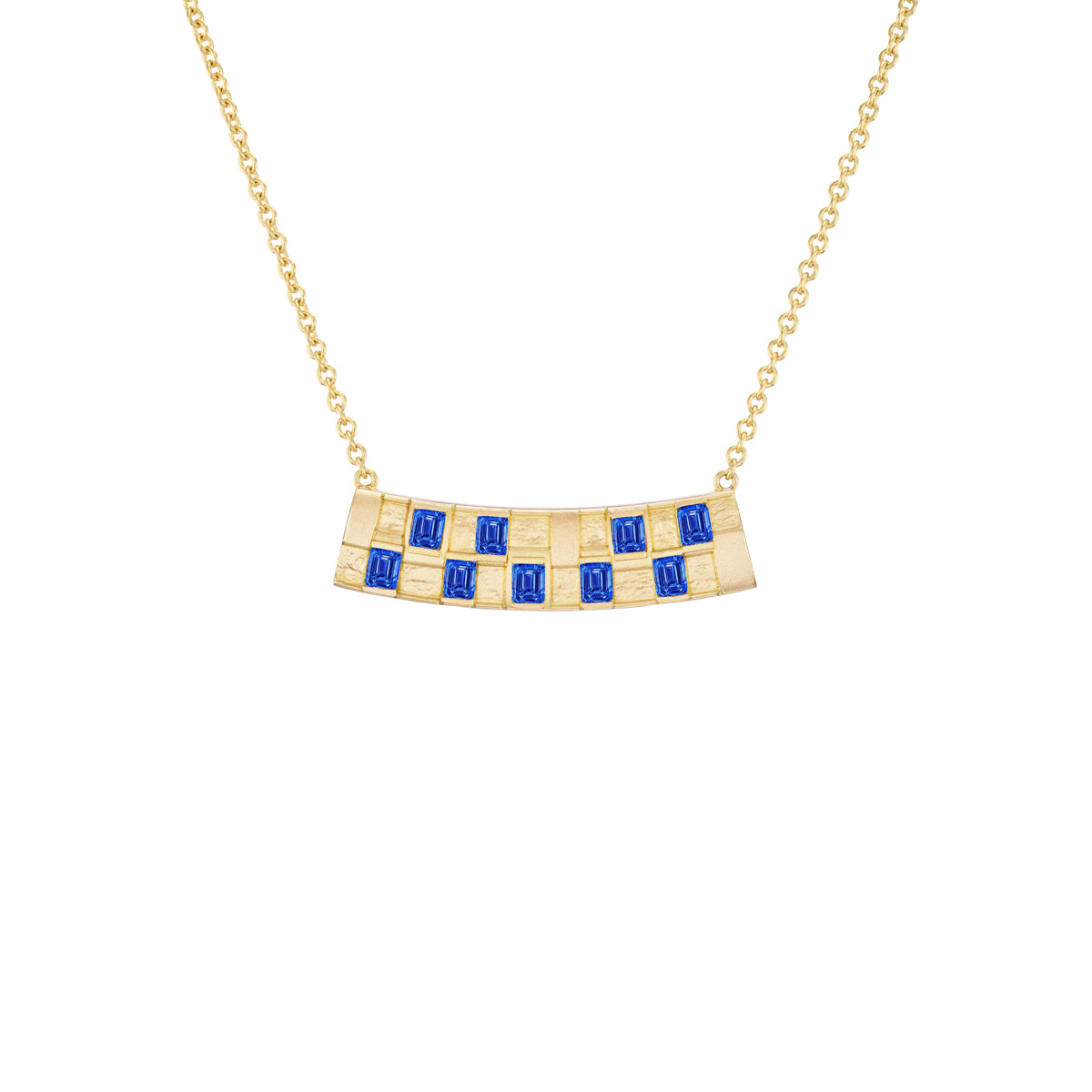 Basketweave Bar Necklace (Colored Stones)