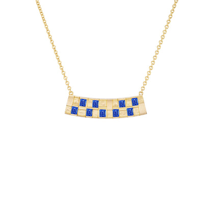 Basketweave Bar Necklace (Colored Stones)