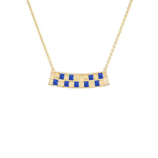 Basketweave Bar Necklace (Colored Stones)