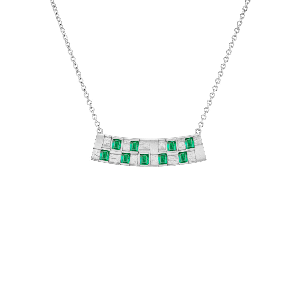 Basketweave Bar Necklace (Colored Stones)