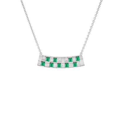 Basketweave Bar Necklace (Colored Stones)