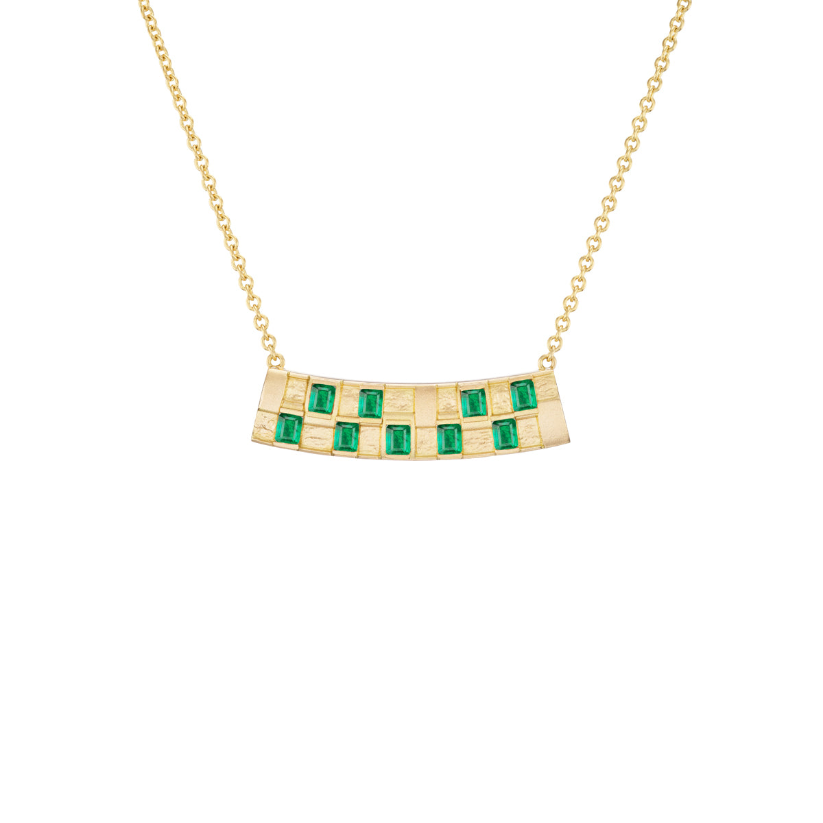 Basketweave Bar Necklace (Colored Stones)
