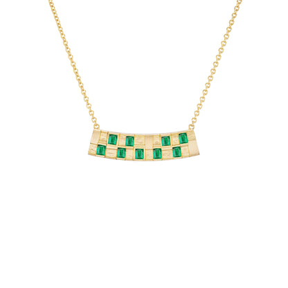 Basketweave Bar Necklace (Colored Stones)