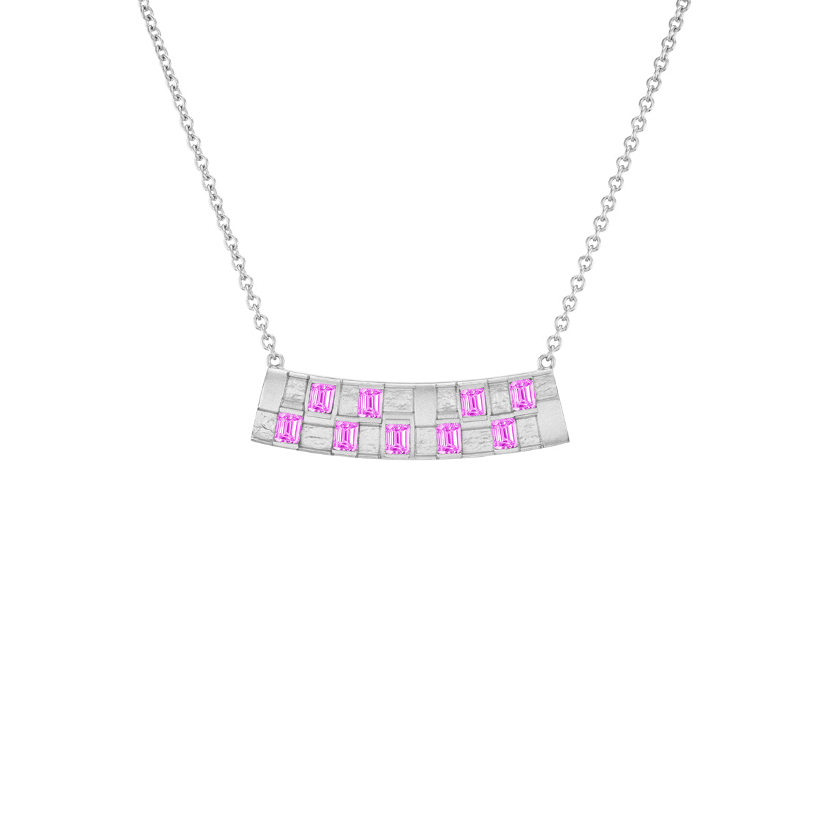Basketweave Bar Necklace (Colored Stones)