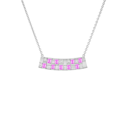 Basketweave Bar Necklace (Colored Stones)