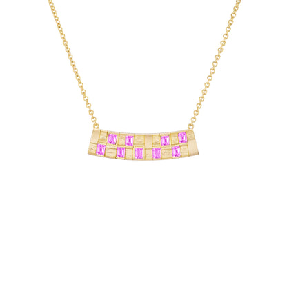 Basketweave Bar Necklace (Colored Stones)