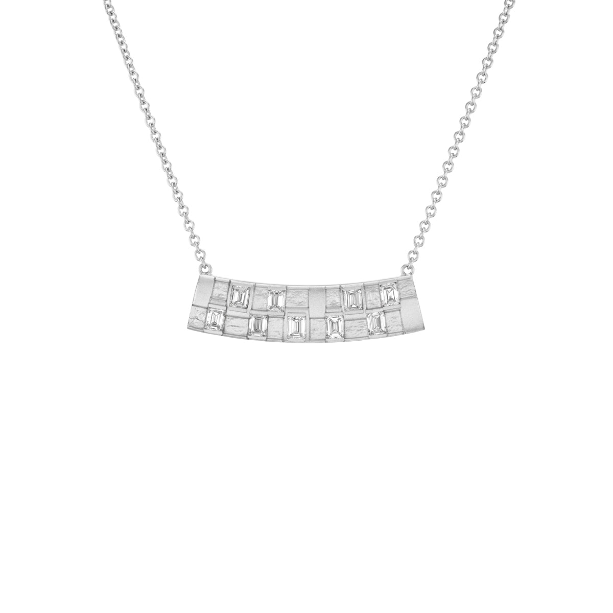 Basketweave Bar Necklace (Diamonds)