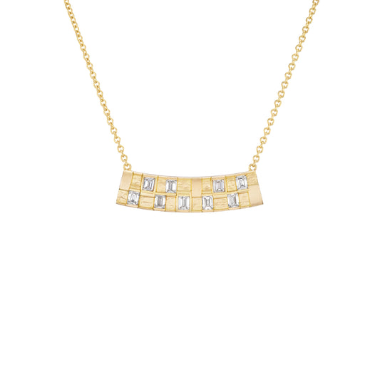 Basketweave Bar Necklace (Diamonds)
