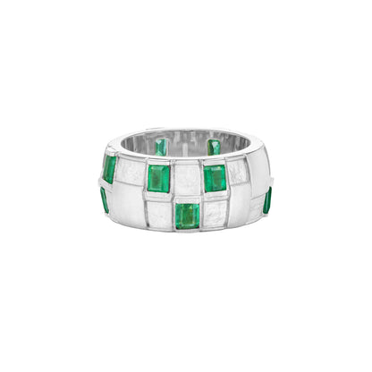 Basketweave Ring (Emeralds)