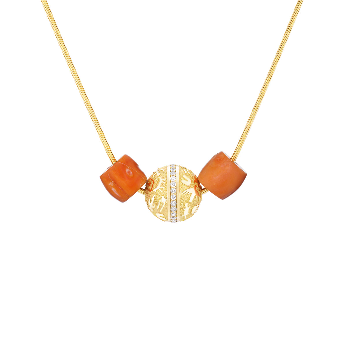 Rock Art Bead (Diamonds & Coral)