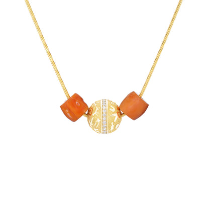 Rock Art Bead (Diamonds & Coral)