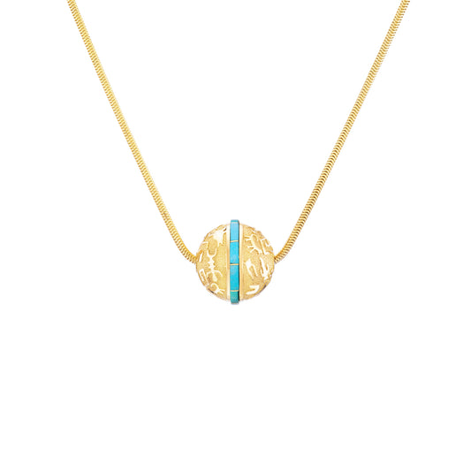 Rock Art Bead (Turquoise Inlay)