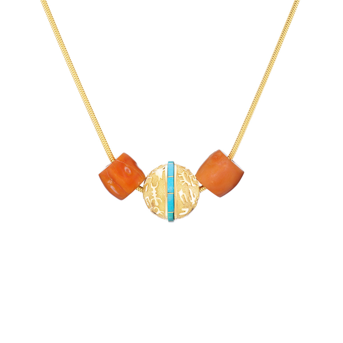 Rock Art Bead (Turquoise & Coral)