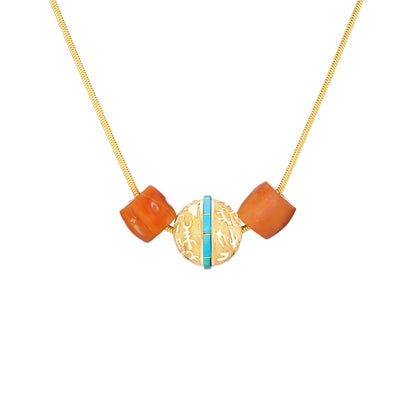 Rock Art Bead (Turquoise & Coral)