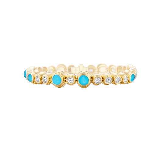 Tennis Bracelet - Diamonds & Turquoise